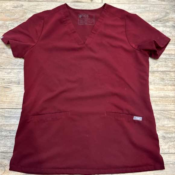 FIGS Burgundy V-Neck Scrub Top Small Casma - Picture 1 of 5